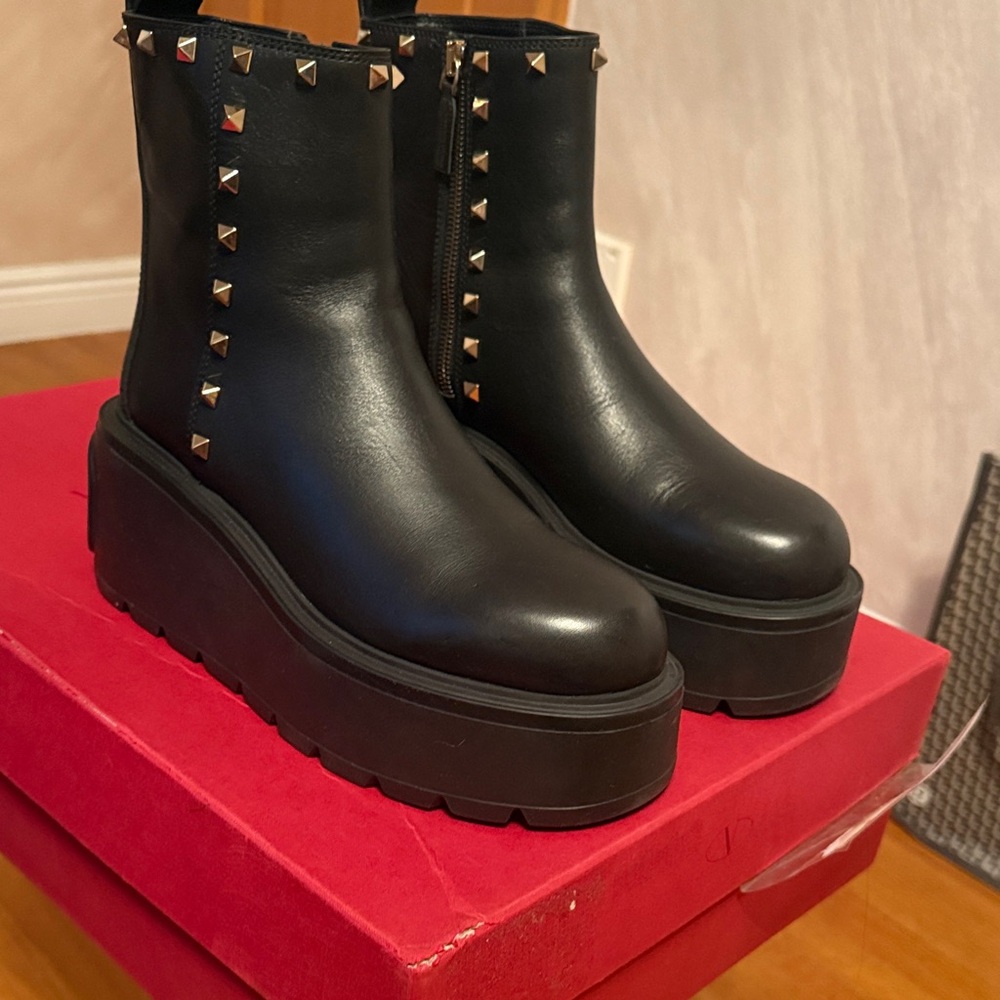 Valentino Garavani Black Studded Platform Boots